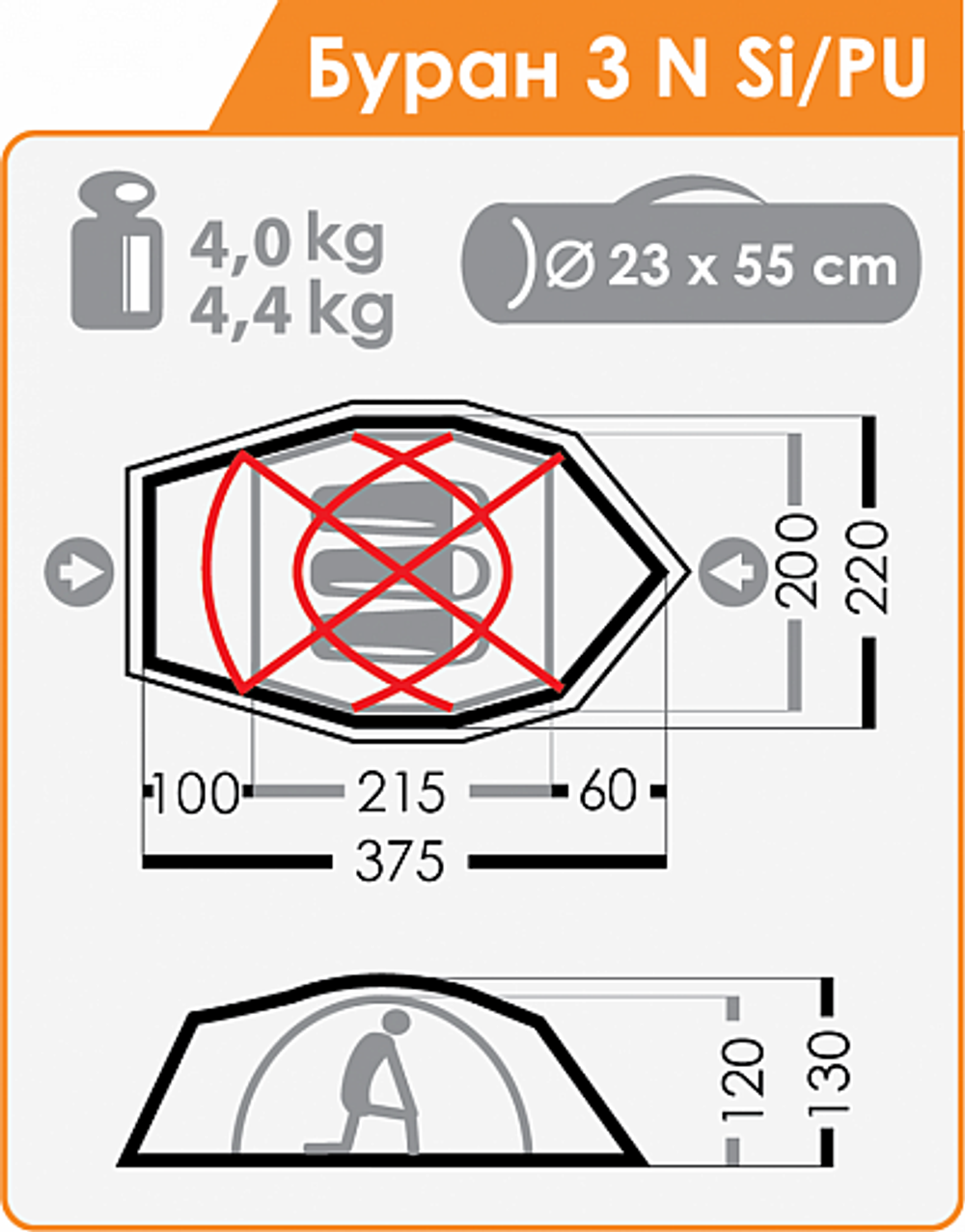ЭКСТРЕМАЛЬНАЯ ПАЛАТКА NORMAL БУРАН 3N SI/PU