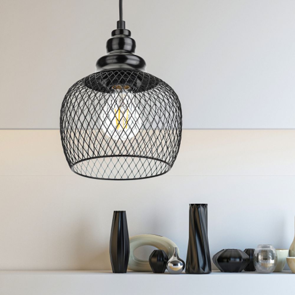 Светильник подвесной ЭРА PL8 BK под лампу E27 высота плафона 220мм подвеса 760мм черный