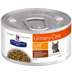 Hill's Feline c/d Chicken&Veg 82 г - диета консервы для кошек с проблемами МКБ (курица и овощи, рагу)