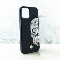 Стильный чехол iphone с черепом Mexican Calavera Euphoria HM Premium - натуральная кожа, металл для iPhone