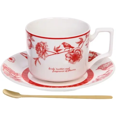 Чайная пара «Шарм» (кружка 270мл, блюдце,ложка) красная