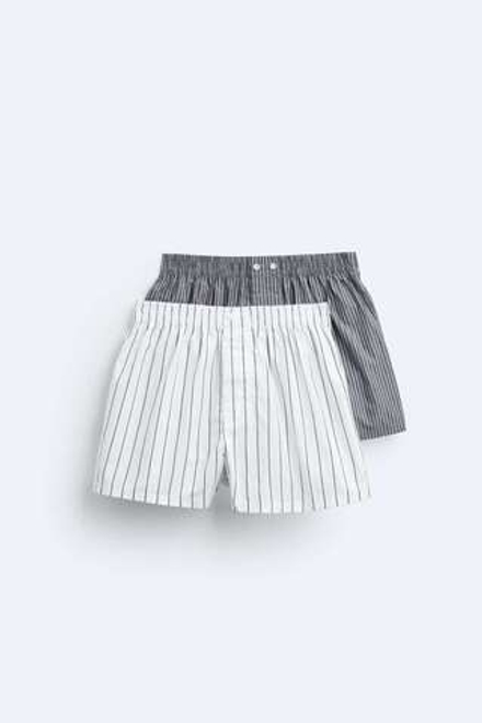 ZARA НАБОР ИЗ ДВУХ ТРУСОВ-БОКСЕРОВ ИЗ ПОПЛИНА С КОНТРАСТНЫМ УЗОРОМ, РАЗНОЦВЕТНЫЙ