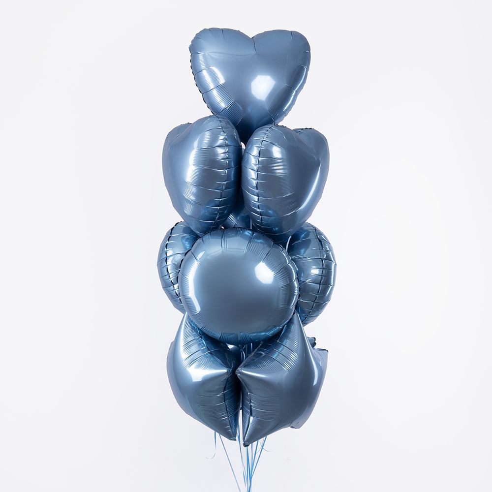 F Шар Сердце 18'' / 46 см, Стальной синий сатин (БГ-15)  Изображение3