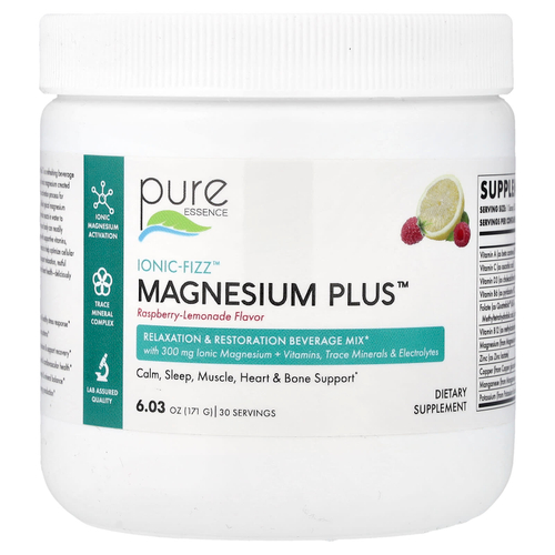Pure Essence, lonic-Fizz™, Magnesium Plus™, малиновый лимонад, 171 г (6,03 унции)