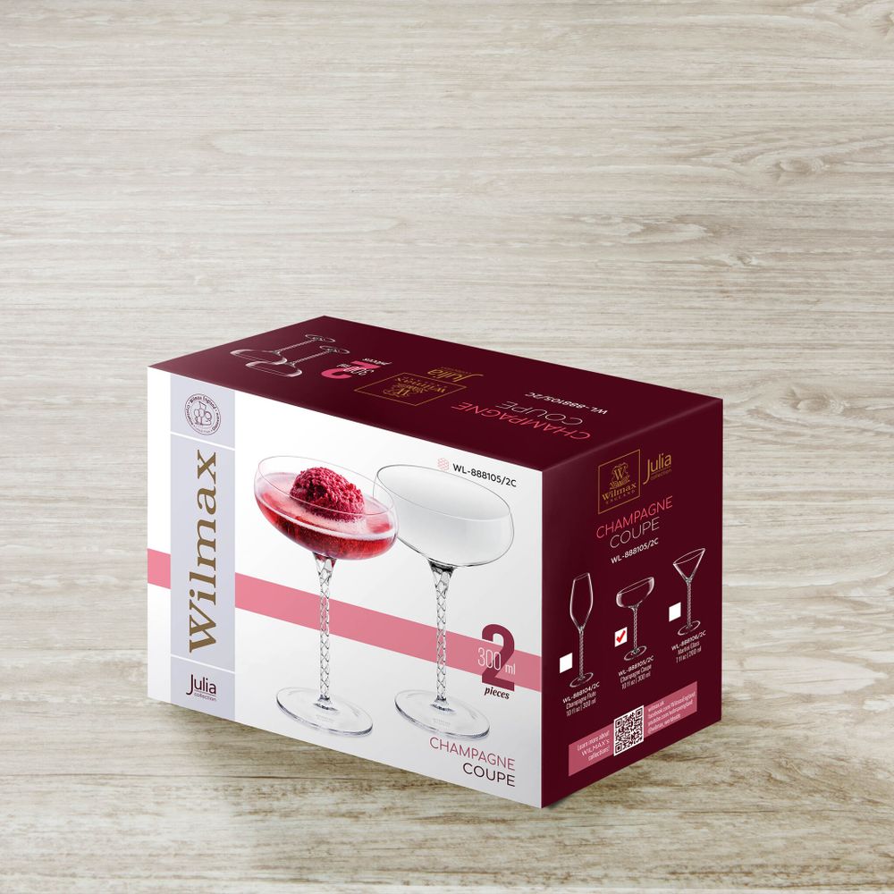 Набор из 2-х бокалов для шампанского 300 мл WL‑888105/2С