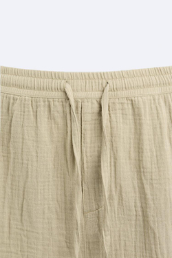 ZARA ШОРТЫ ИЗ ЖАТОЙ ТКАНИ, ХАКИ