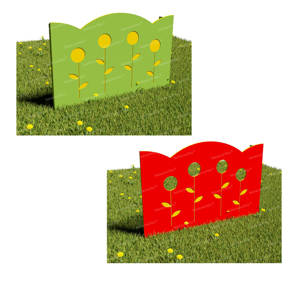 Забор уличный из экопластика Подсолнухи, секция 1000х740 мм