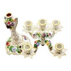 Фарфоровый канделябр на пять свечей. Потшаппель (Potschappel), Дрезден, Германия. Нач. ХХ века.