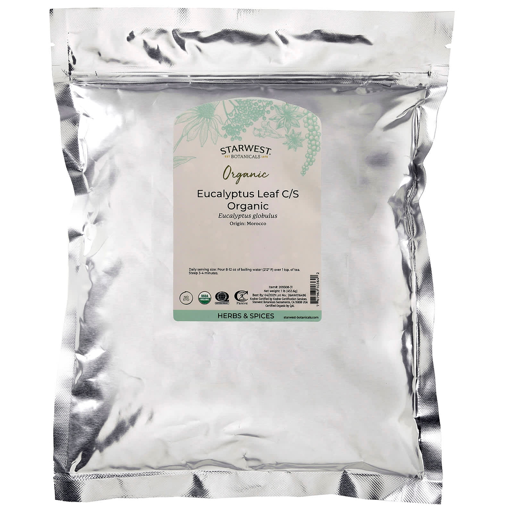 Starwest Botanicals, органические листья эвкалипта, нарезанные и просеянные, 453,6 г (1 фунт)