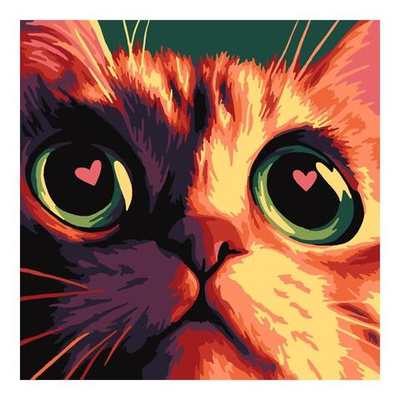 Картина по номерам на картоне для малышей 20*20см. "Кото-любовь" (Lori)