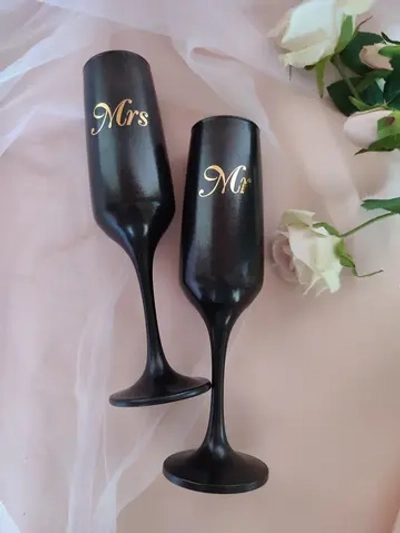Свадебные бокалы для молодоженов. Черный