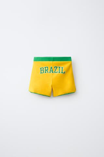 ZARA УКОРОЧЕННЫЕ ВЕЛОСИПЕДКИ BRASIL, ЖЕЛТЫЙ