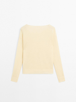 Massimo Dutti Свитер из 100% льна с длинными рукавами, желтый