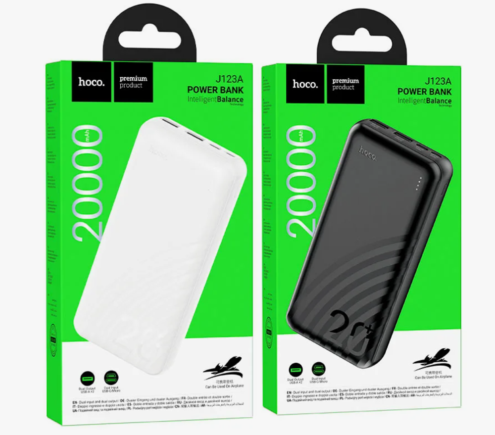 Портативный акк. PowerBank hoco J123A 20000 mah black