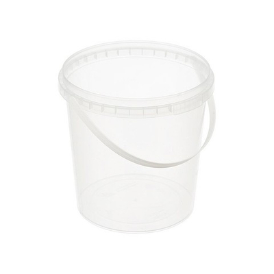 Ведро 1 л прозр. с крышкой h-120 d-130 (100шт в кор)