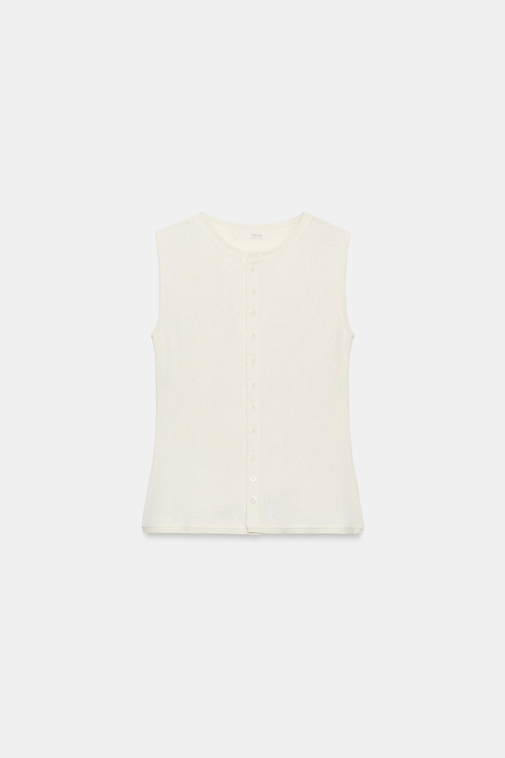 ZARA ЖИЛЕТ С ВЫРЕЗОМ ХЕНЛИ, ЭКРЮ