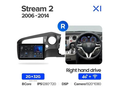 Магнитола Teyes X1 2-32 Wi-Fi + 4G Honda Stream 2 2006 - 2014 (правый руль) 10.2"