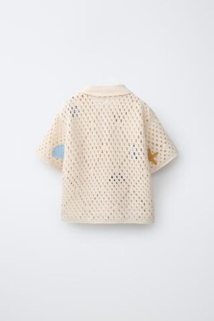 ZARA РУБАШКА ИЗ КРУЖЕВА КРОШЕ С МОРСКИМИ МОТИВАМИ, РАЗНОЦВЕТНЫЙ