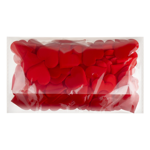 Наполнитель для подарков, 3см, "Red hearts", MESHU, 100шт., красный MS_65912