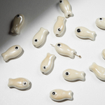 Бусина в форме рыбки, 18,5*10мм, бежевая, глазурированный фарфор