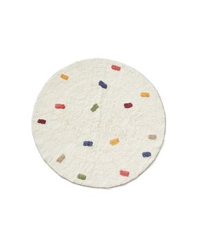 Круглый ковер Epifania из белого хлопка с разноцветными точками, Ø 100 см