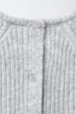 ZARA ВЯЗАНЫЙ КОМБИНЕЗОН В РУБЧИК, СЕРЫЙ МЕЛАНЖ