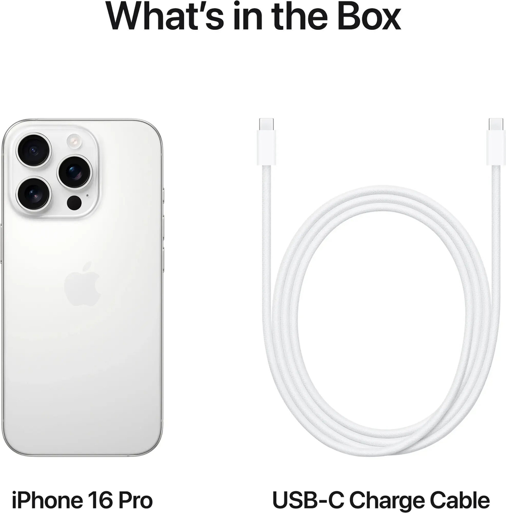 Смартфон Apple iPhone 16 Pro 128 ГБ, Dual: Только eSim, White Titanium (белый титановый)