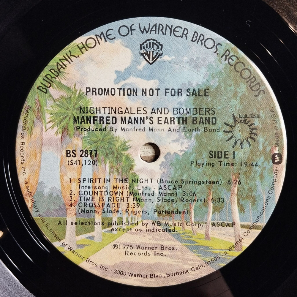 Винтажная виниловая пластинка LP Manfred Mann Earth Band Nightingales and Bombers (USA 1975) (Promo)