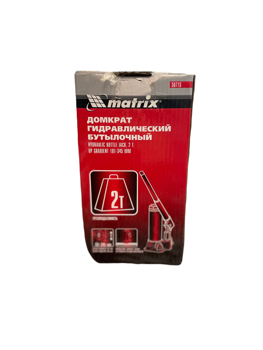 домкрат 2т гидр. бут. в/п 181-345мм matrix 50715