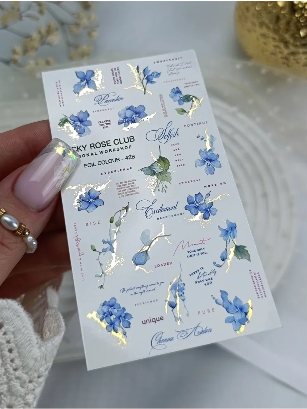 Lucky Rose Слайдеры наклейки для длинных ногтей 428