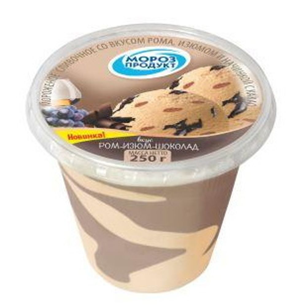 Белорусское мороженое сливочное 250г. Ром-изюм-шоколад Морозпродукт - купить с доставкой по Москве и области