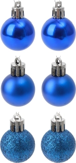 Набор шаров 6шт 3см синий (глянец 2шт, матовые 2шт, глиттер 2шт) SYQA-0124043-B