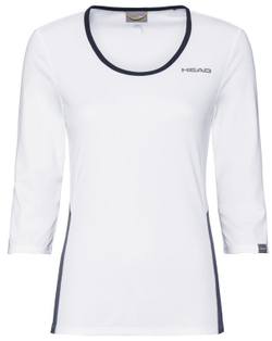 Женская теннисная футболка с длинным рукавом Head Club Tech 3/4 Shirt W - white/dark blue