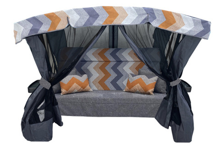 Качели садовые Garden Story 3-х местные Ранго Премиум Руна(каркас графит, м/э серый рис.зигзаг)2 уп.