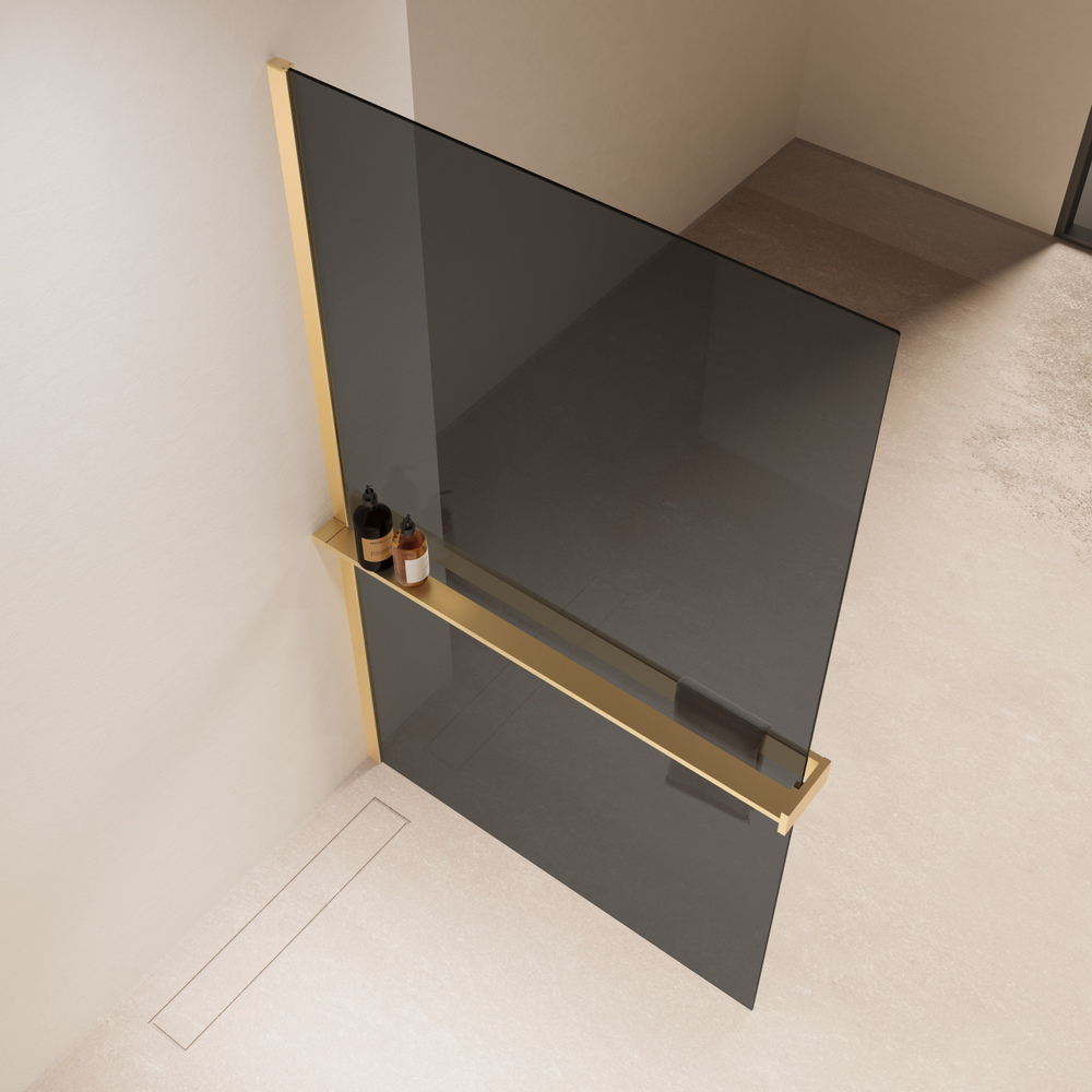 Душевая перегородка Walk-In VSW-1HR900CGG, 900*2000, матовый золотой, стекло тонированное