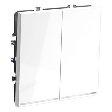 Проходной переключатель встраиваемый VOLTUM S70 двухклавишный с подсветкой 10А, (белый глянцевый)