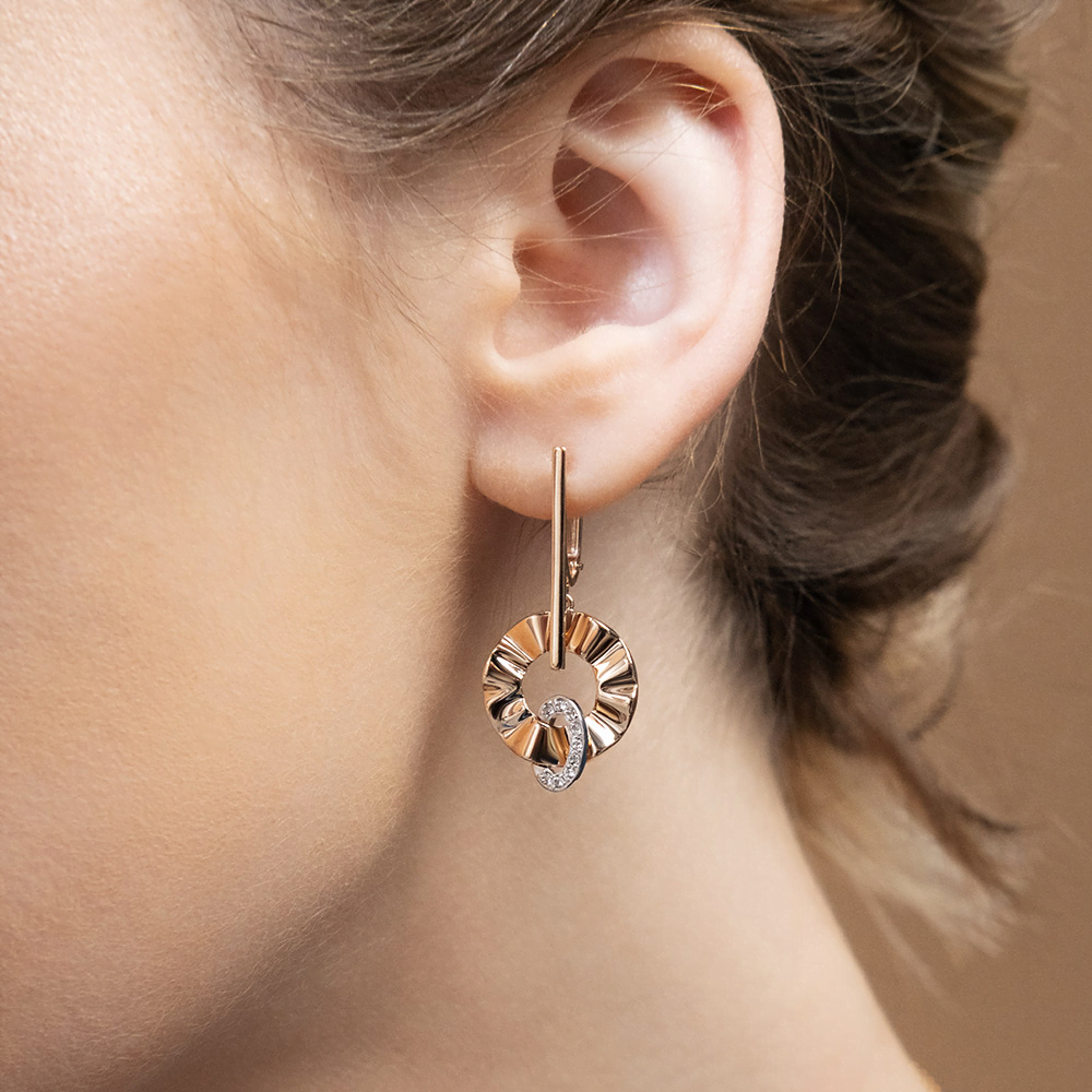 Серьги «Очарование» с английским замком из комбинированного золота c натуральными топазами white 02-5101-00-201-1111