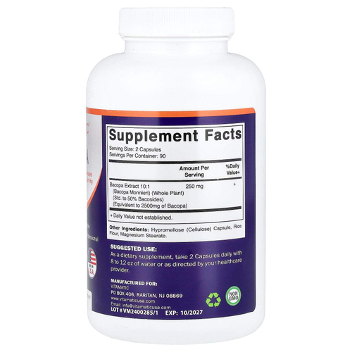 Vitamatic, бакопа, 180 растительных капсул (1250 мг в 1 капсуле)