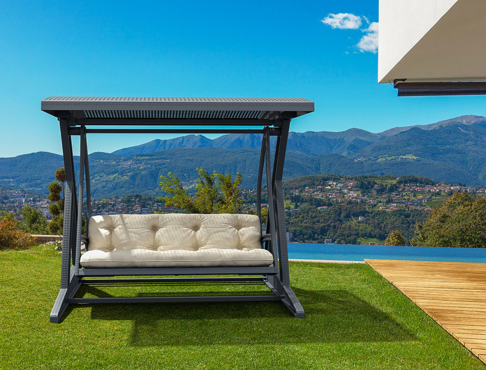 Качели пластиковые плетеные с подушкой Siesta Contract Hawaii, антрацит