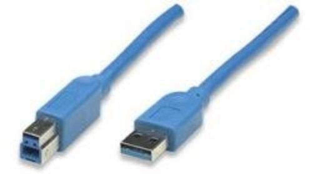 Кабель Manhattan USB 3.0, A(M)/B(M), 3 м, синий 322454