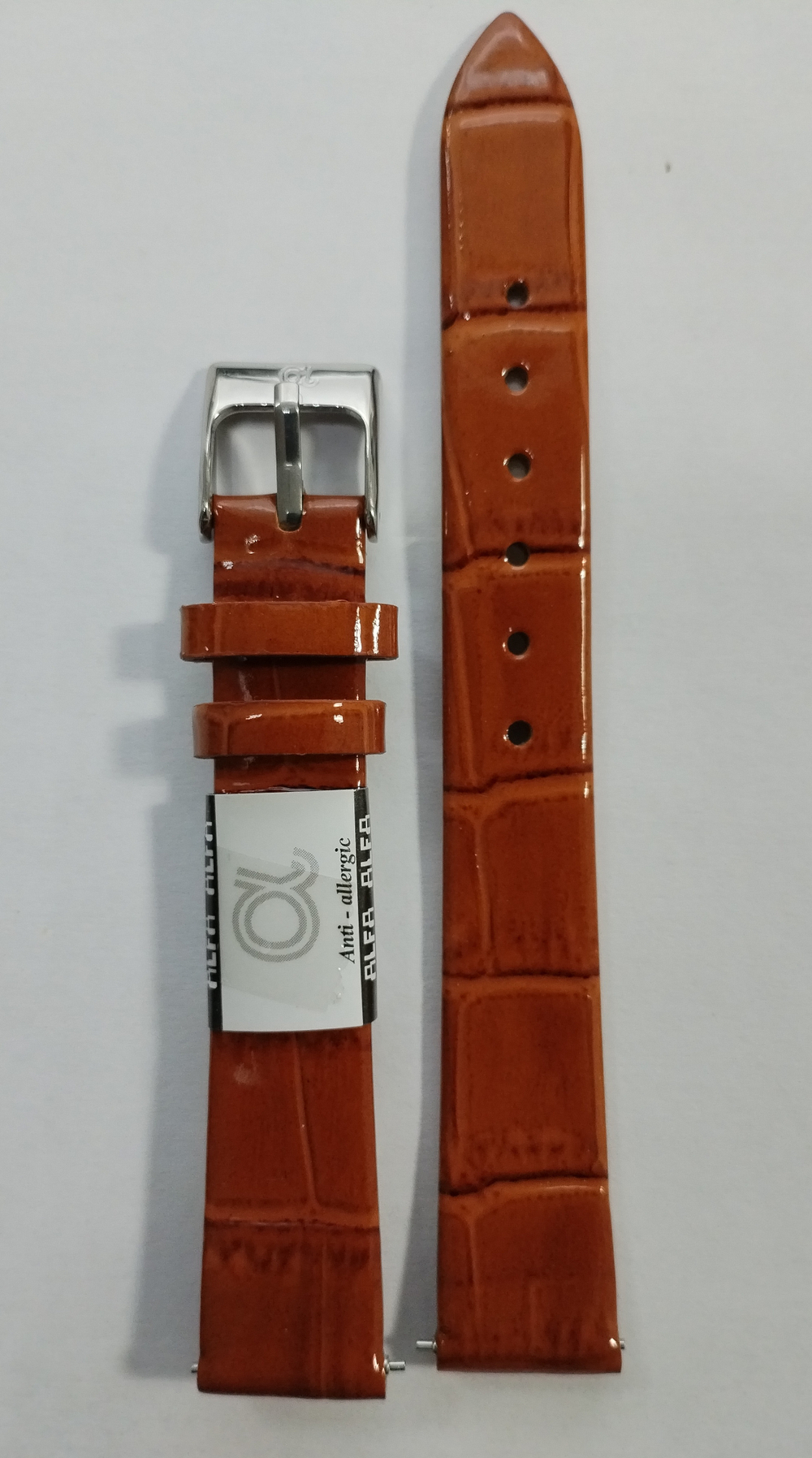 14 мм. Ремень из натуральной кожи. Лаковый крокодил.