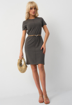 Платье трапеция серое