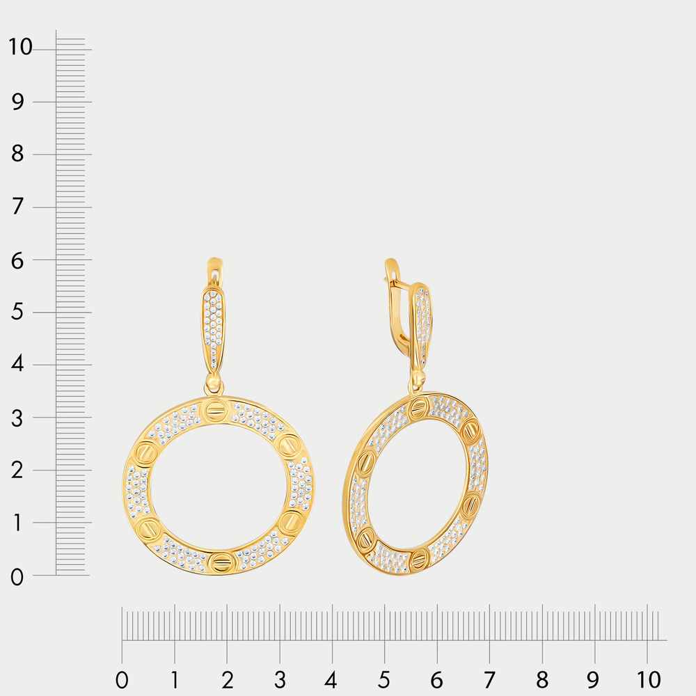 Серьги для женщин из желтого золота 585 пробы со вставкой из фианитов (арт. С10252Л)