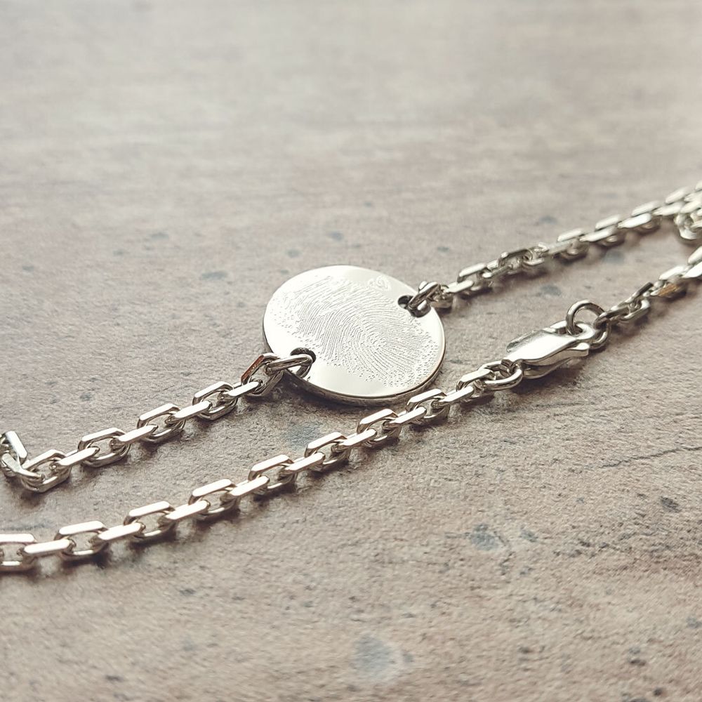 Браслет цепочка из серебра с гравировкой на заказ