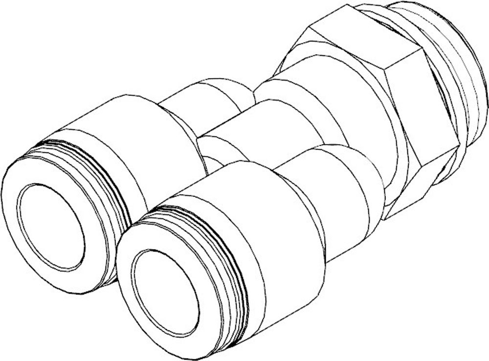 QSY-1/2-10, Тройник цанговый с резьбой