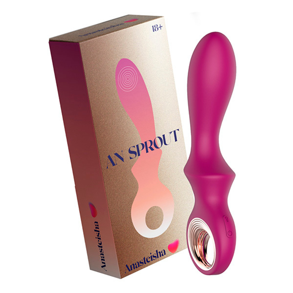Сливовый вибратор 18,5см для стимуляции точки G с функцией воздушного расширения Anasteisha Sprout AN011