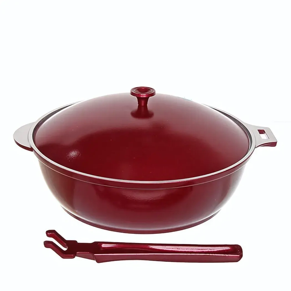 Сотейник 26*8,2см со съемной ручкой без АП литой алюминий бордо с268б