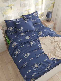 Постельное белье Сказка "SAFARI" семейное Наволочка 50х70 см 2 шт Простынь 240х215 см Пододеяльник 145х215 см(2шт) , перкаль