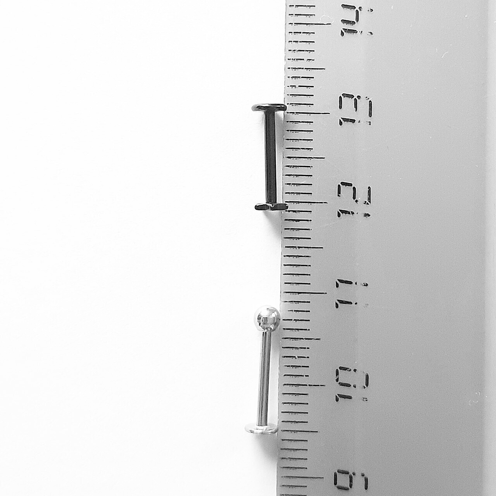 Лабреты 10 мм (2 шт.) для пирсинга губы " Черная Звездочка", "Стальной Шарик". Медицинская сталь.
