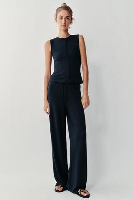 ZARA ЖИЛЕТ С ВЫРЕЗОМ ХЕНЛИ, МОРСКОЙ СИНИЙ